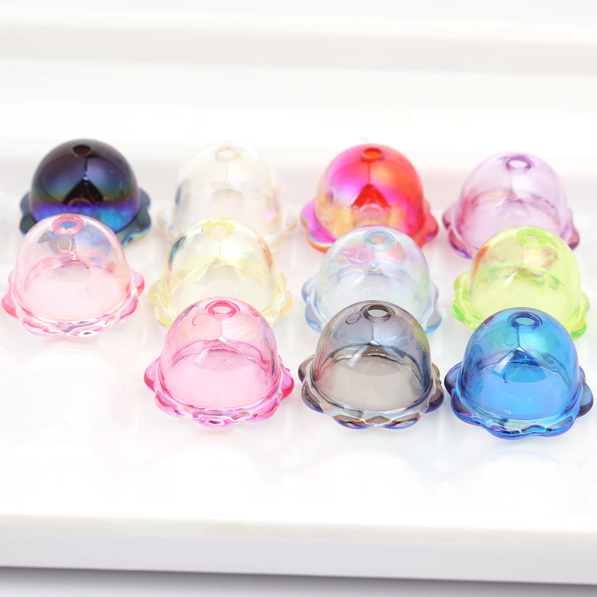 7pcs Random Color 2.4x1.5cm Transparent Wind Chime Acrylic Beads for DIY Necklace Bracelet Earring Craft Supplies