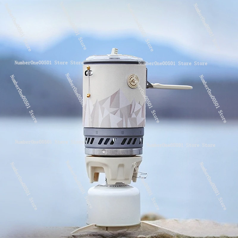 Outdoor camping picnic picnic set hot pot windproof and energy-saving stove portable integrated stove pot