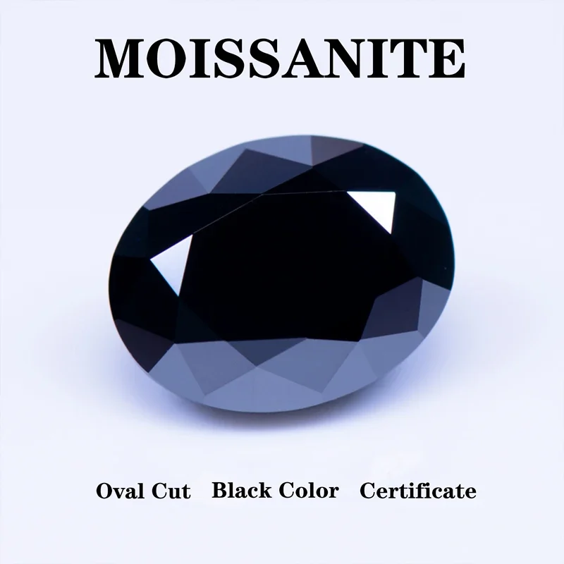 

Moissanite Stone Oval Cut Natural Black Color Charms Jewelry Making DIY Ring Necklace Earrings Main Materials with Certificate