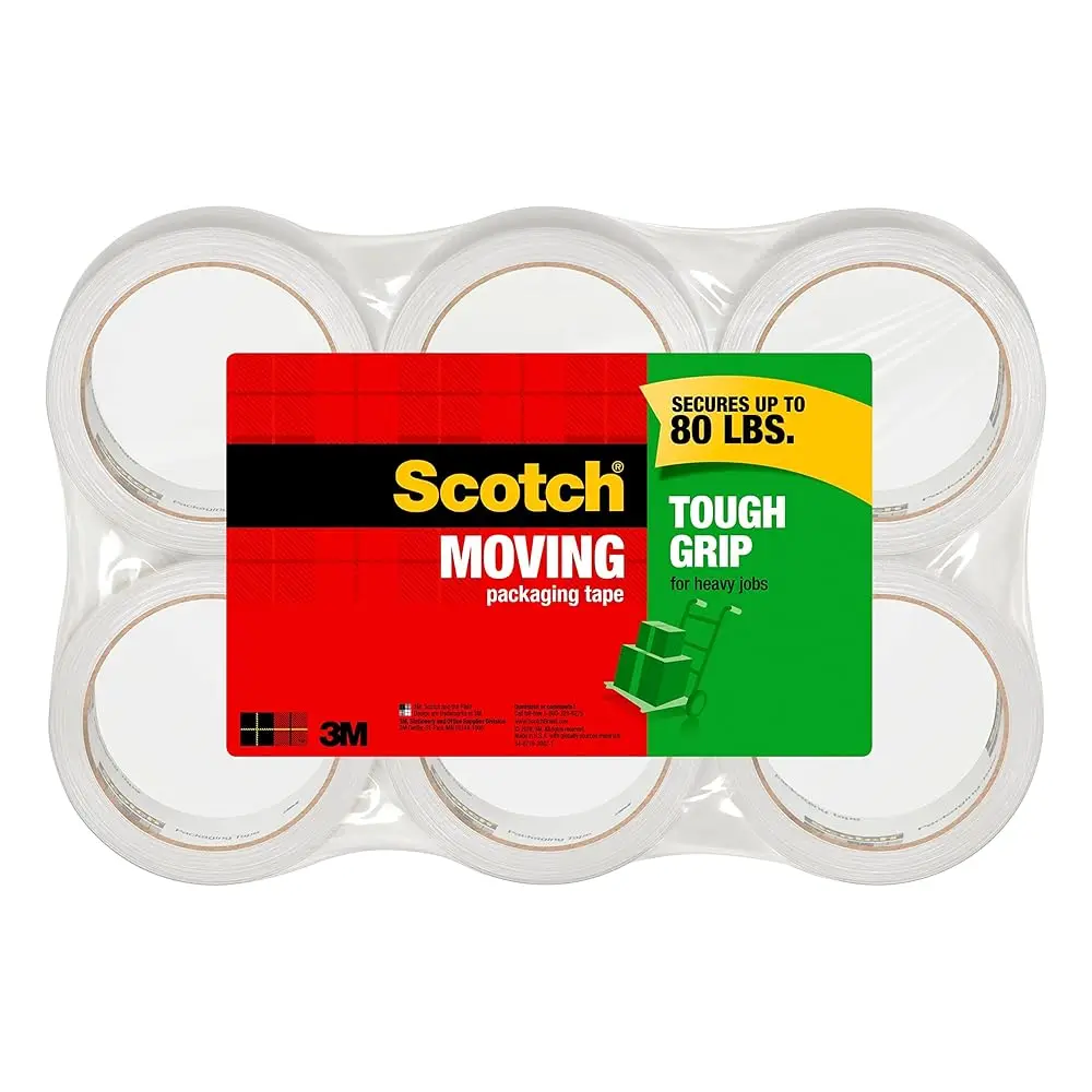 

Tough Grip Moving Packaging Tape, 1.88\ x 38.2 yd, Strong Hold on All Box Types Including Recycled, Secures Boxes up to 80 l