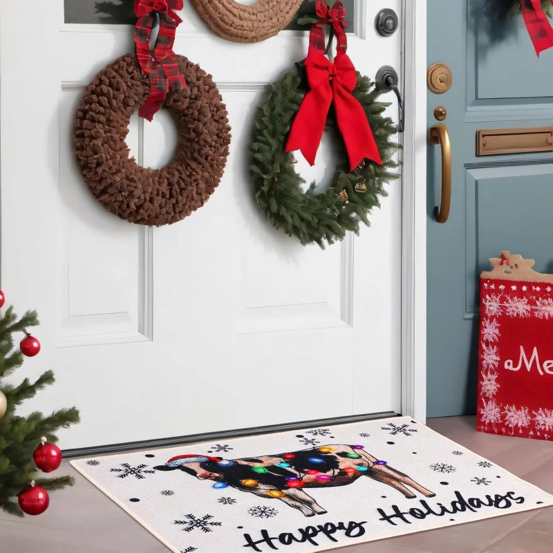 3 Christmas anti slip welcome door mats for farmhouse front porch home floor decoration