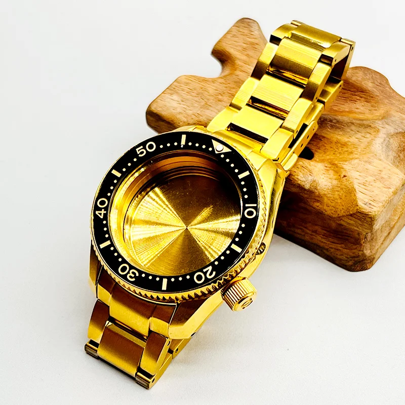 Gold NH35 Watch Case with Strap Fit Seiko SPB185 SPB187 Case For NH35 NH36 Movement Install Stainless Steel Bracelets Watch Case
