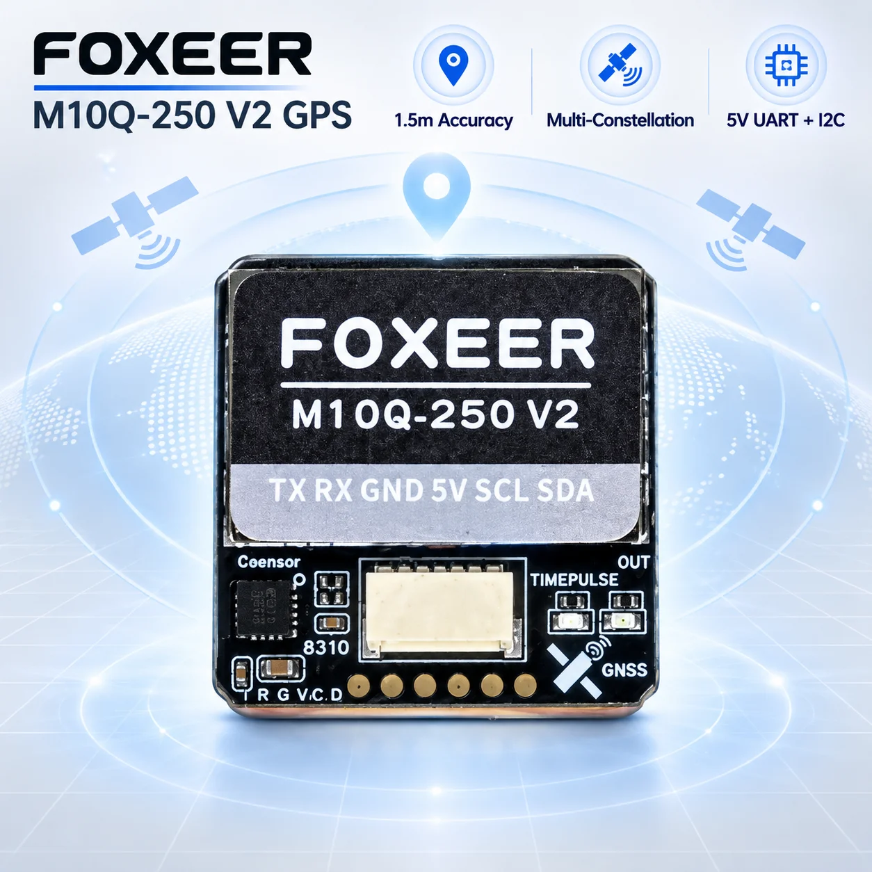 Foxeer M10Q-250 V2 M10 GPS Module with IST8310 Compass 10Hz 72CH GNSS Receiver for Long Range FPV Drone Betaflight INAV UAV Part