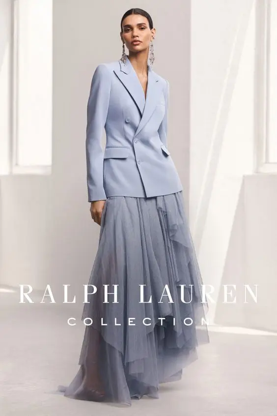 

Light Blue Women Suit Skirt Set 2 Pcs Blazer+Long Prom Dress Spring Cotton Formal Office Lady Jacket Wedding Coat Customized