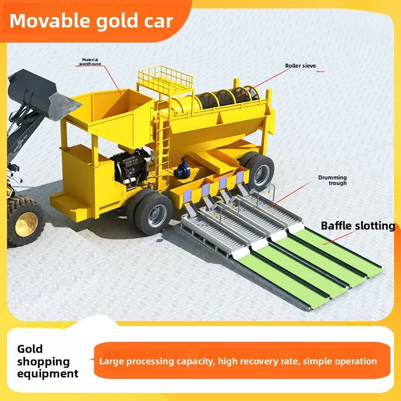 

Mobile Machine Alluvial Mining River Sand Panning Gold Separation Equipment Gold Selection Machinery Is Simple Wear-resistant