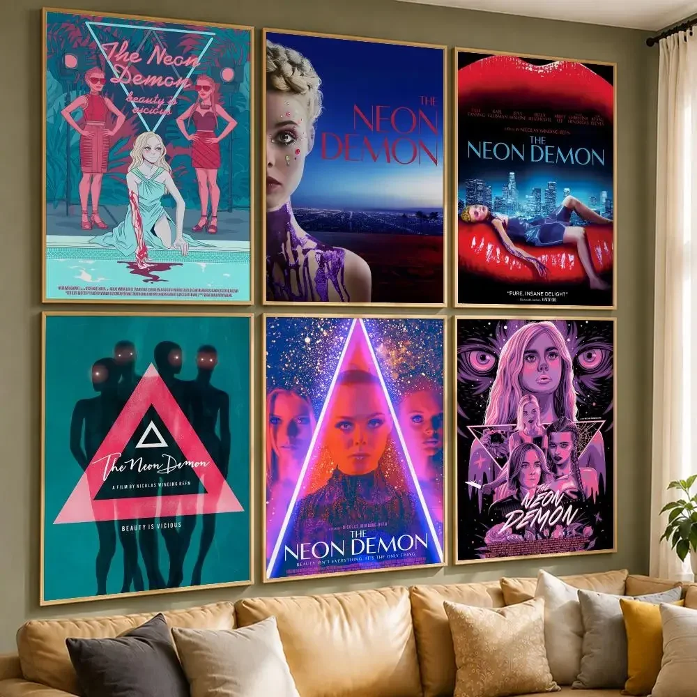 Dark Movie T-The Neon DemonS Poster Vintage Retro Anime Poster Stickers Peel and Stick Wall Art Home Decor
