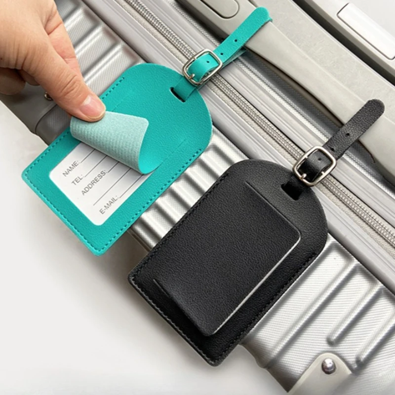 

1PCS PU Luggage Tag Light Soft Travel Accessories Travel Color Leather Luggage Tag Boarding Pass Suitcase Tag