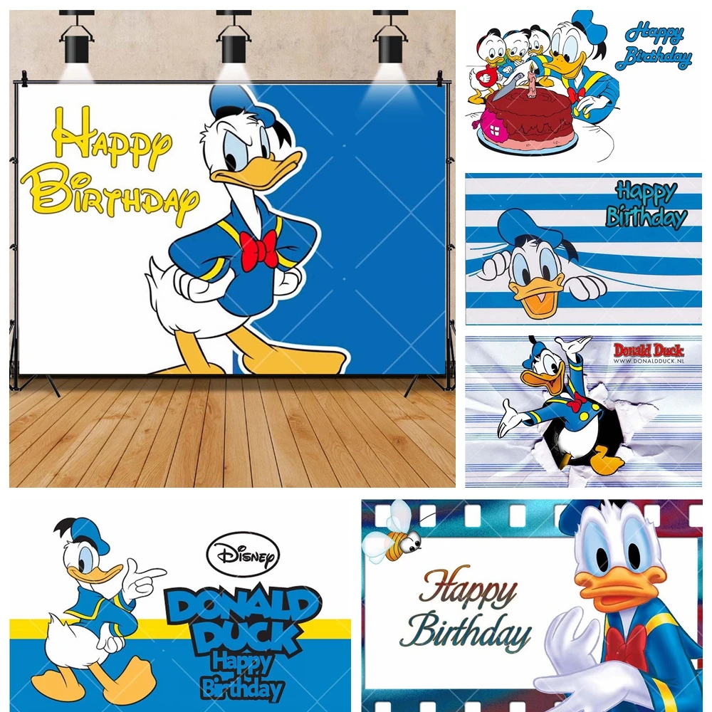 

Disney Cute Blue Donald Duck Baby Kids Gifts Birthday Party Banner Backdrop Custom Kids Room Photo Poster Decor Wall Background