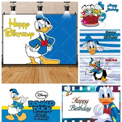Disney Cute Blue Donald Duck Baby Kids Gifts Birthday Party Banner Backdrop Custom Kids Room Photo Poster Decor Wall Background