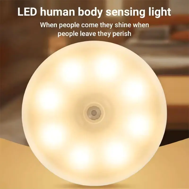 مستشعر حركة ضوء ليلي 1/2/4/6 حزمة لاسلكية USB شحن مصباح الخزانة مناسبة لخزائن الدرج وممرات المطبخ #5