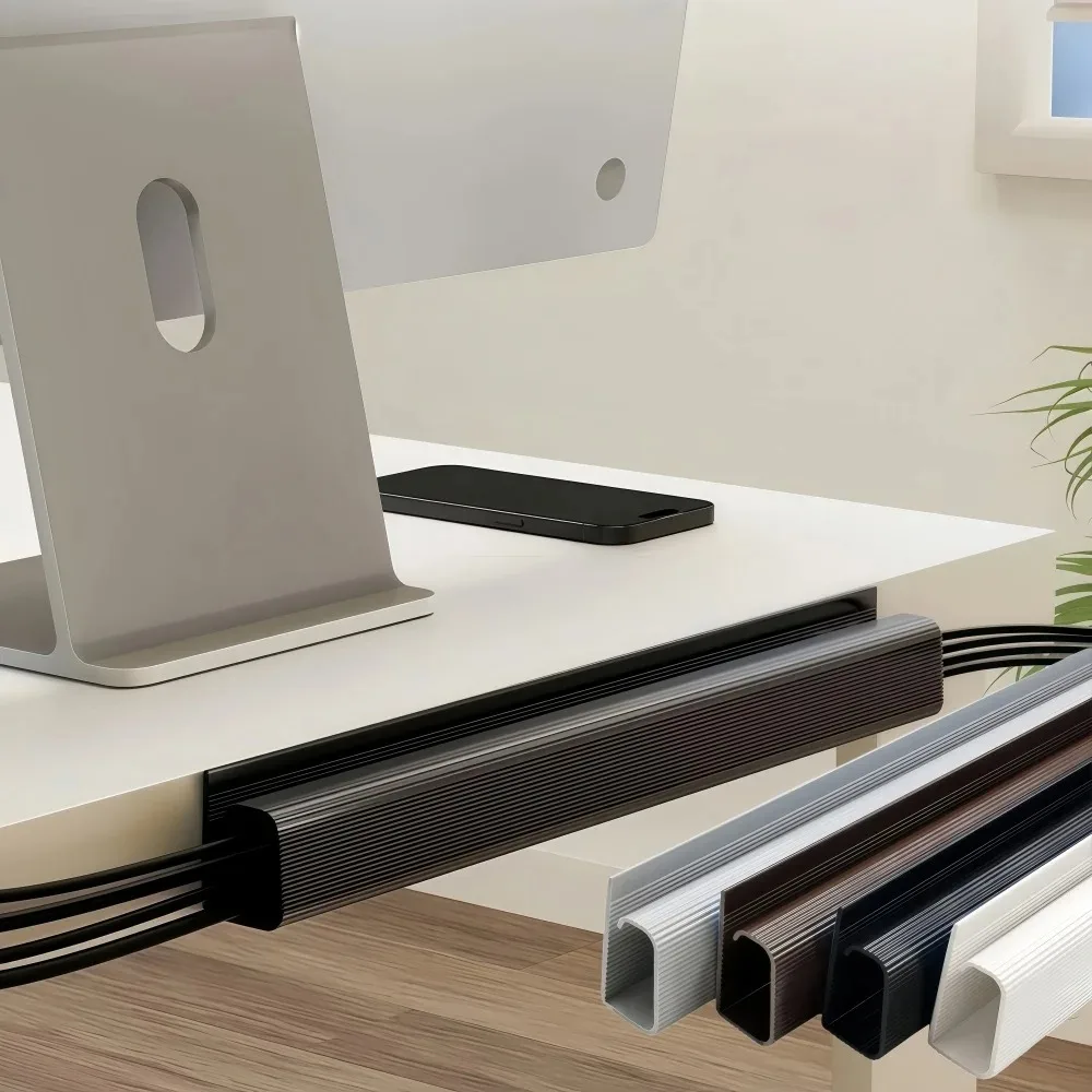 1 Stück 40cm/15,75 Zoll Kabelmanagement-Ablage für Untertisch PVC-Stromkabel-Versteckstreifen Kabelhalter Kabelorganisator Kabelkanal – Detail 6