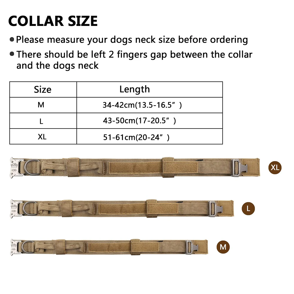 Adjustable Tactical Dog Collar Pet Collar Training Dog Collar with Heavy Duty Metal Buckle for Medium and Large Dogs Accessories view 2