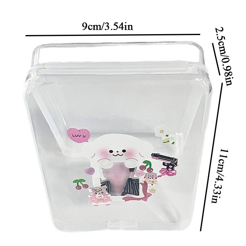 INS Small Plastic Storage Box Flip Storage Box Classification Box Card Holder Film Storage Box Transparent Sticker Stationery