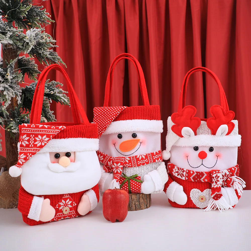 Christmas Fashion Cute Gift Bag Christmas Eve Apple Gift Handheld Flip Hat Cartoon Western Style Candy Bag