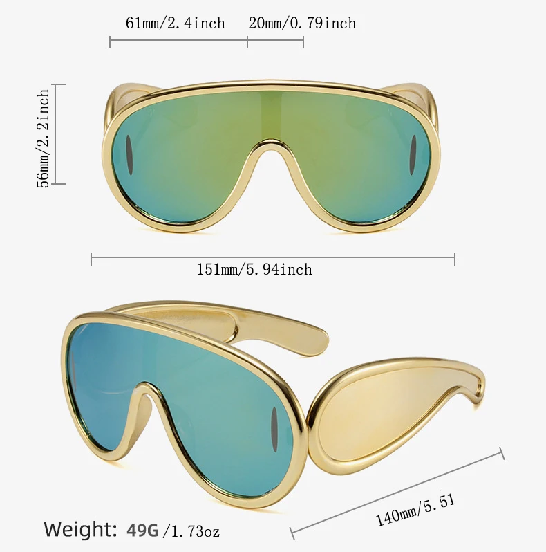 Y2K Sport Punk Sonnenbrille Frauen Männer Einteilige Sonnenbrille für Damen Luxus Marke Übergroßen Steampunk Brillen Goggle UV400 – Detail 5