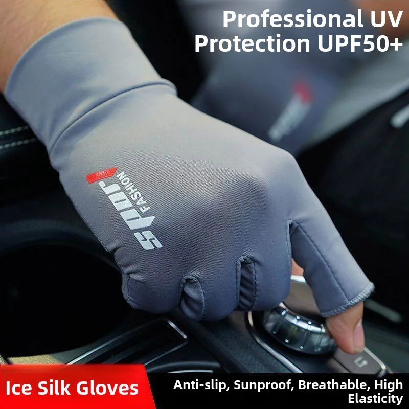 

Driving Gloves Thin Sun Protection Car Sweat Absorbent Half Finger Summer Anti Slip Riding Women's Special Use Gloves for Men