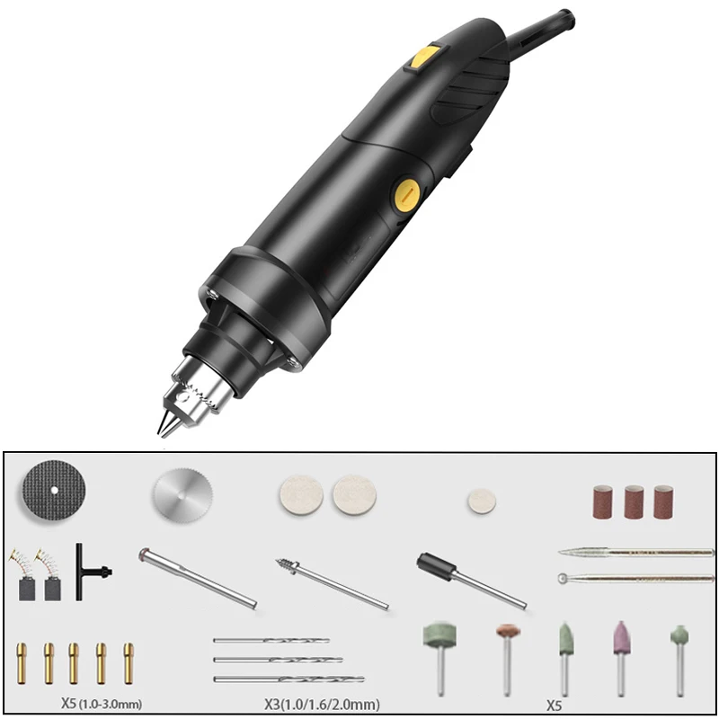 Moedor elétrico com controle de velocidade, ferramenta de corte e polimento elétrico, pequena broca manual para escultura