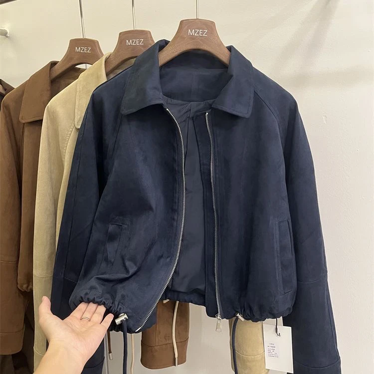 Fashionable Short Women's Jacket 2026 Spring Autumn Korean Style Motorcycle Jacket Polyester Fiber 100% Original Design