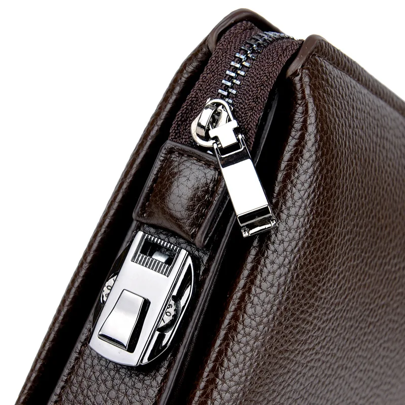 New Luxury Brand Men Clutch Bag Leather Long Purse Password Money Bag Business Wristlet Phone Wallet Male Casual Handy Bags