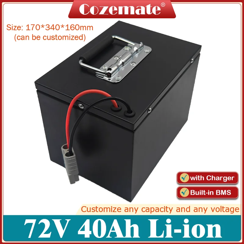 

Waterproof 72V 40Ah lithium-ion battery pack BMS build-in for 4000w 3500w for tricycle EV forklft golf cart vehicle + 5A Charger