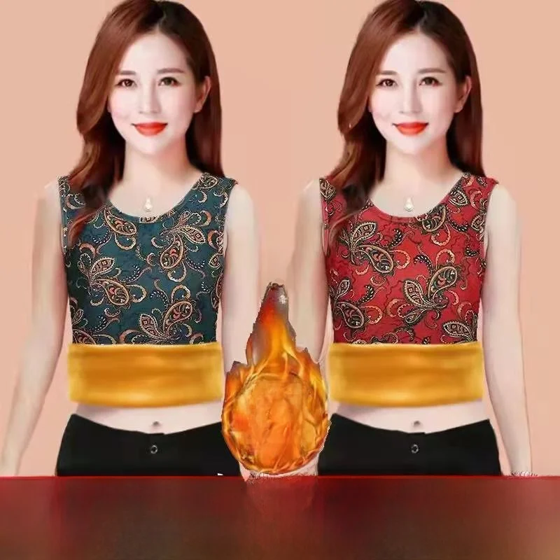 Women's Fleece Lined Thick Winter Vest Warm Underwear Base Layer Shirt Close Fit Inner Wear Casual Loose Style No Sleeve