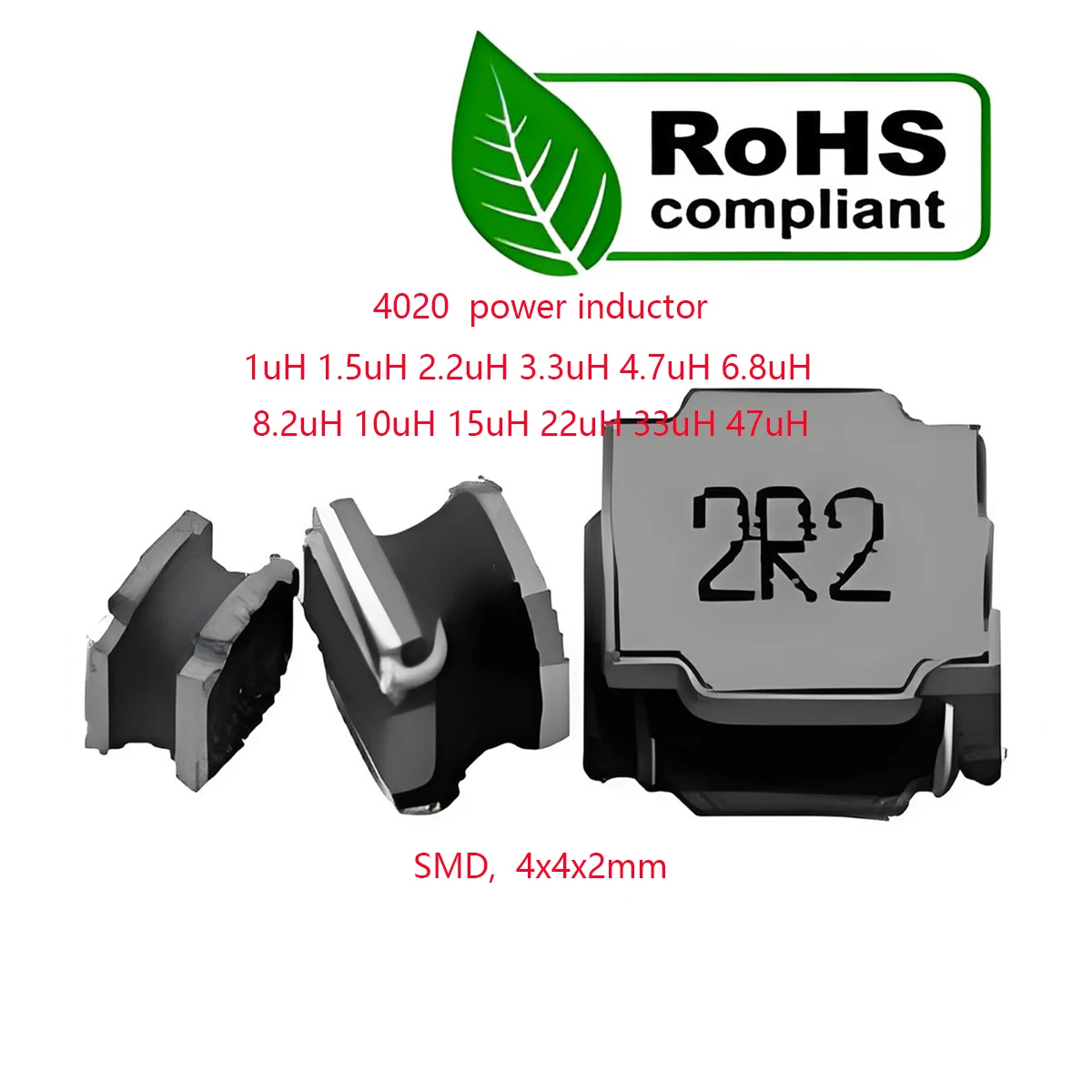 50PCS New Original 4020 SMD,  4x4x2mm power inductor ± 20% 1uH 1.5uH 2.2uH 3.3uH 4.7uH 6.8uH 8.2uH 10uH 15uH 22uH 33uH 47uH