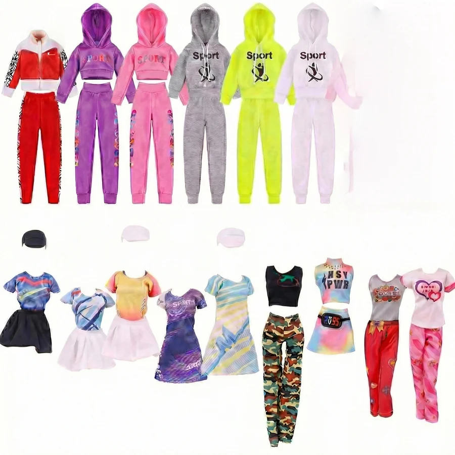 For 27-30cm  Doll Accessories, Sports And Casual Style Short Sleeved Skirt, Jeans Jacket, Clothing Set, Children's Gift