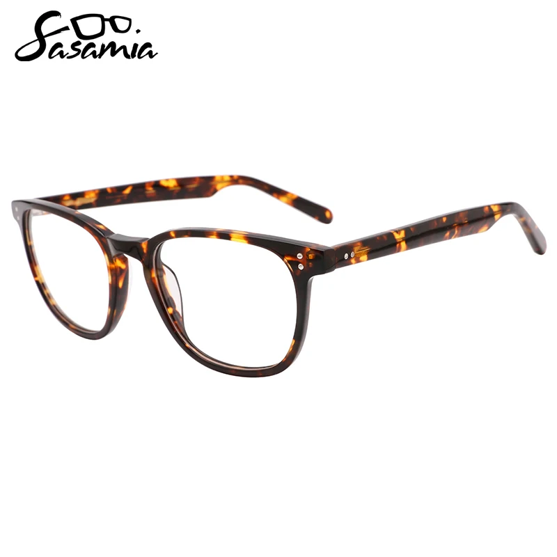 SASAMIA Unisex Eyewear Acetate Rectangle Shape Frame Optical Glasses Classical Color Design Wide Temple Glasses WD1395