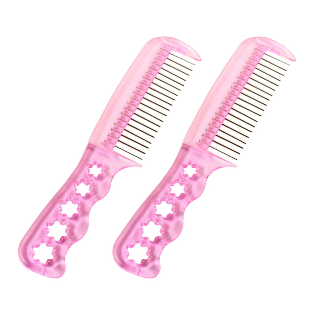 

2pcs Combs Pink Steel Compact Brush for Synthetic Wigs Hair Brush For Synthetic Wigs Salon Personal Use Comb