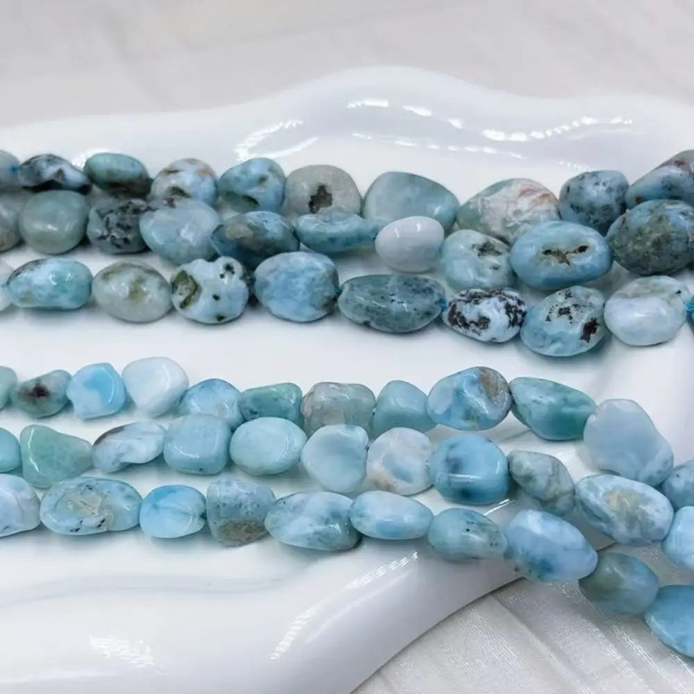 Genuine Natural Stone Real Nugget Potato Shape Larimar Gemstone Loose Jewelry Making Beads 15