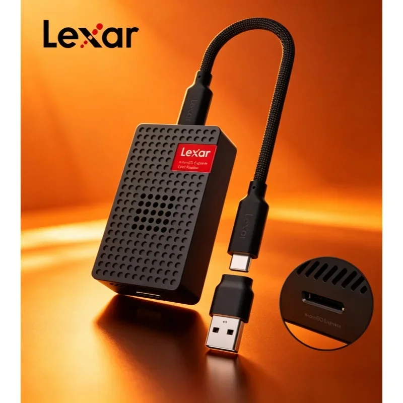 Lexar microSD Express Card Reader Dual USB-A Type-C Interface High Speed Camera Memory Card Reader