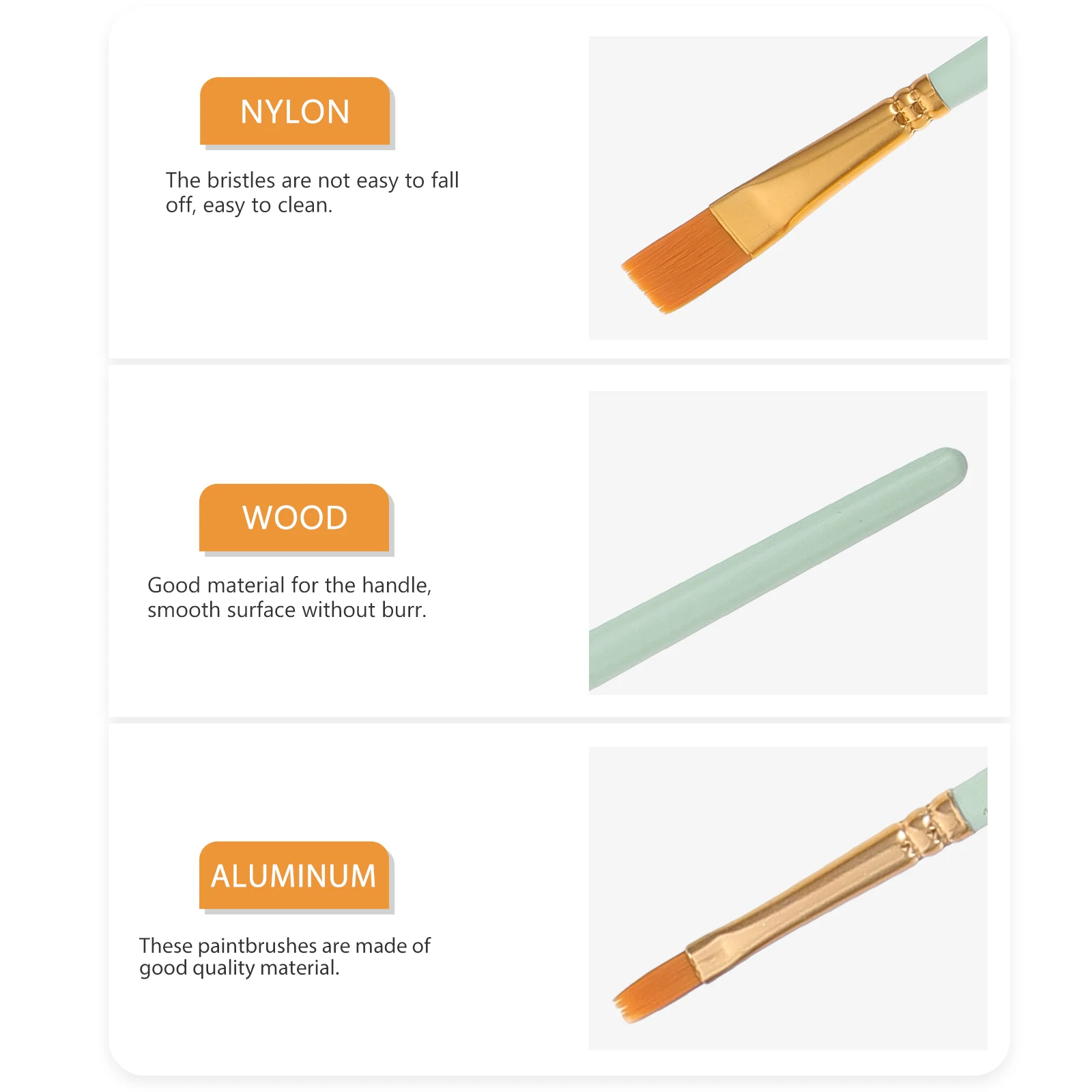 Solid Brush Set Watercolor Brushes Nylon Paint Two-color Wood