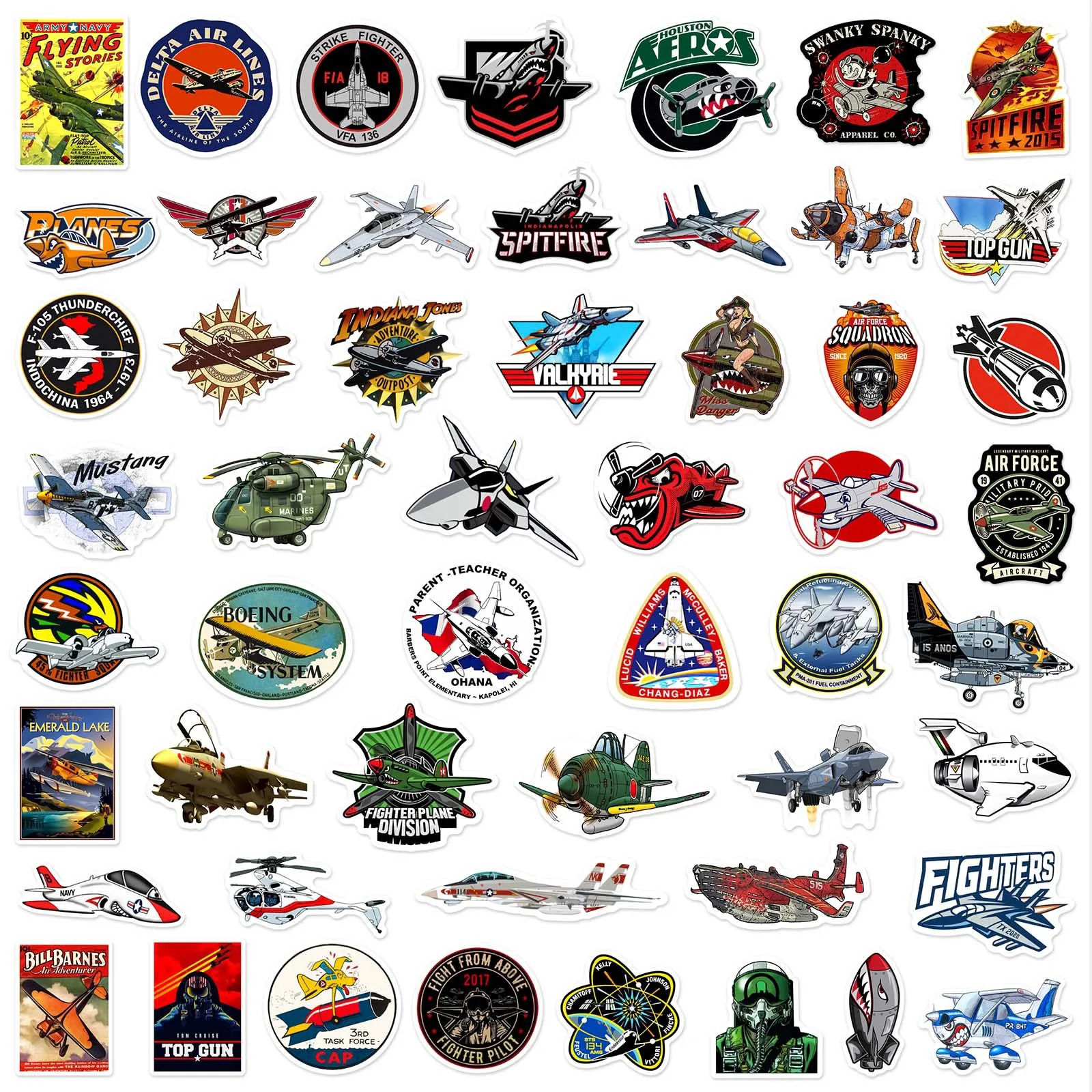 10/25/50pcs Graffiti Fighter Planes Stickers Airplanes for DIY Stationery Phone Pad Laptop Guitar Suitcase Car Skateboard Helmet