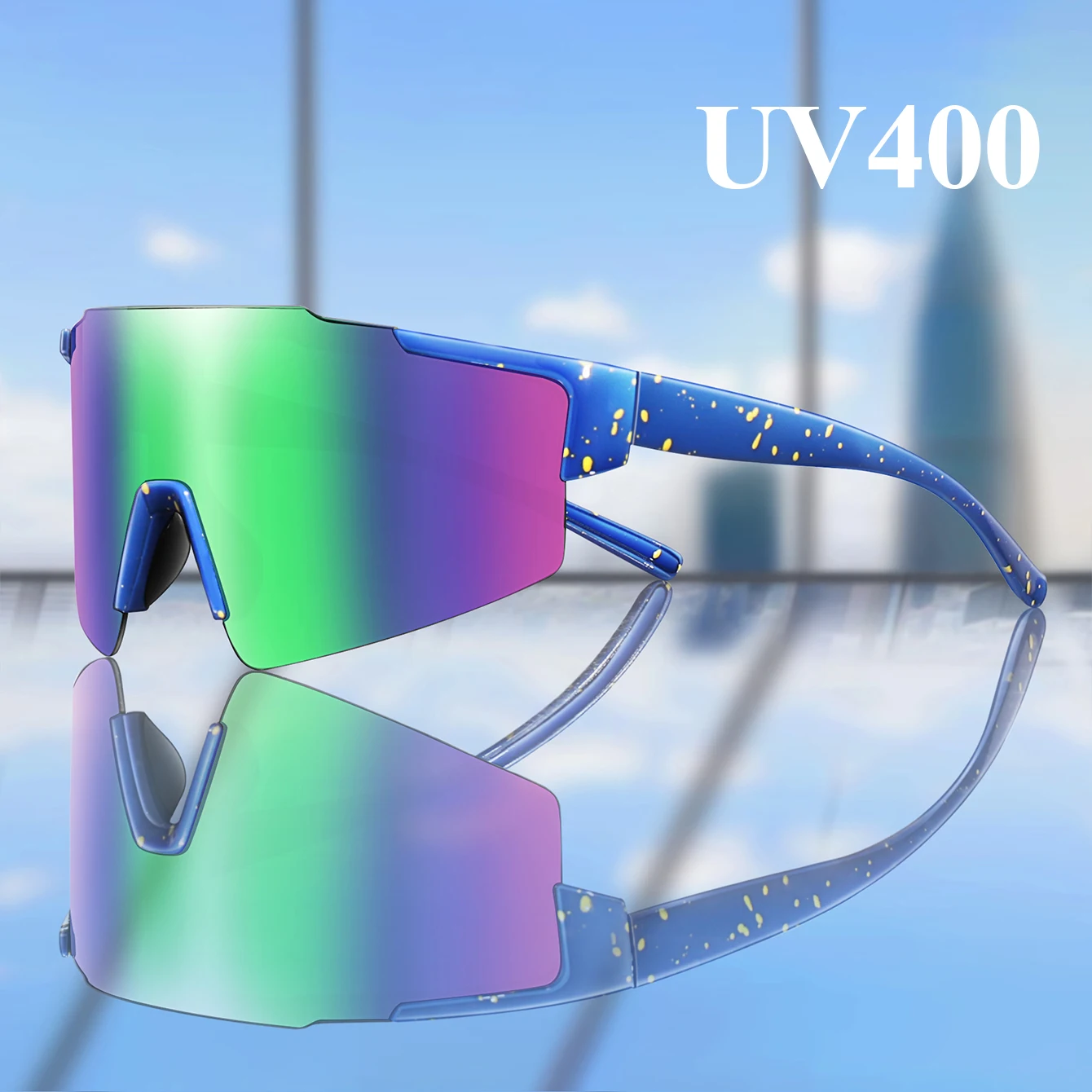LOISRUBY Fahrrad-Sonnenbrille im neuen Stil, Sport-Fahrradbrille für Männer und Frauen, große UV400-winddichte MTB-Fahrrad- und Angelbrille