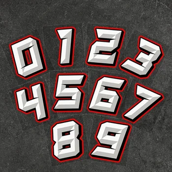 0 To 9 Creative Arabic Numbers Racing Number Helmet Racing Vinyl Decals Motorcycle Accessories Sticker Car Styling and Decals