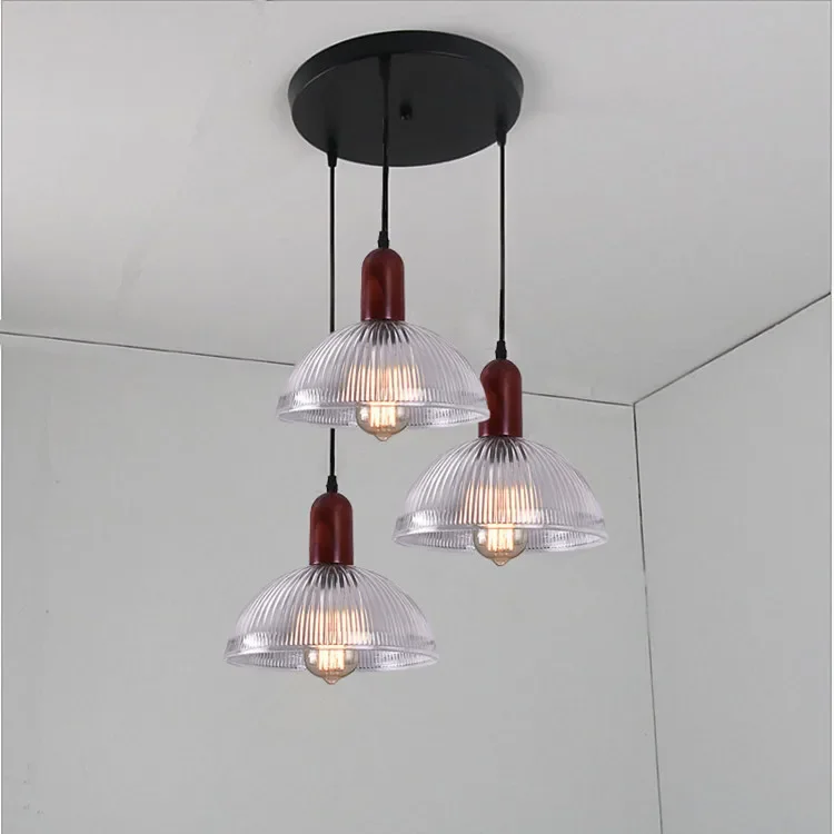 

Modern and Simple Wood Art Glass Pendant Lights Retro Living Room Dining Room Kitchen Cafe Bar Entrance Lamp