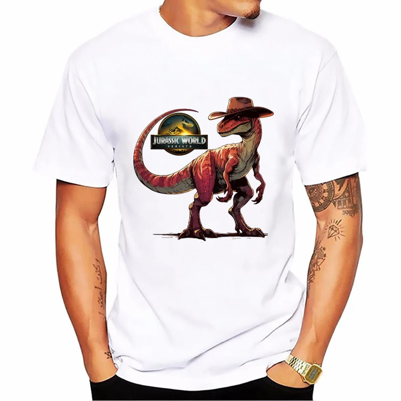 2025 جديد العالم الجوراسي ولادة جديدة مطبوعة التي شيرت الرجال مضحك الديناصورات الجوراسية التي شيرت أوم الصيف قمة الموضة أبيض/رمادي تي شيرت #4