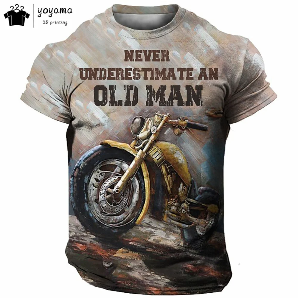 Vintage Motorcycle Pattern Print Clothes Men 3D Print Men's Summer Clothes Men Short Sleeve Tee Motorcycle Shirts Graphic Tee