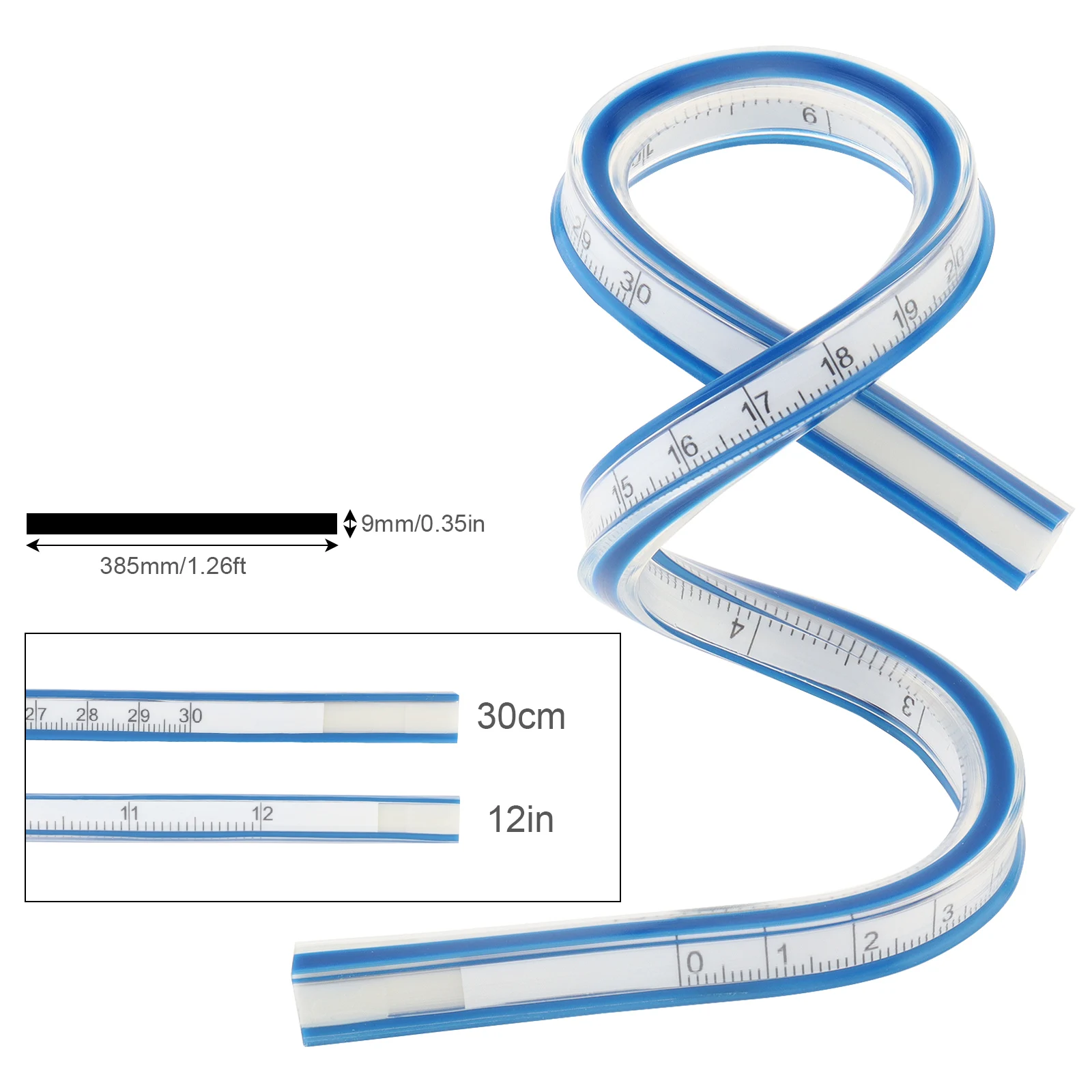 30Cm Gebogen Liniaal Voor Het Naaien Van Zachte Flexibele Engelse En Metrische Schaal Engineering Tekengereedschap Naaien Accessoires Gereedschap