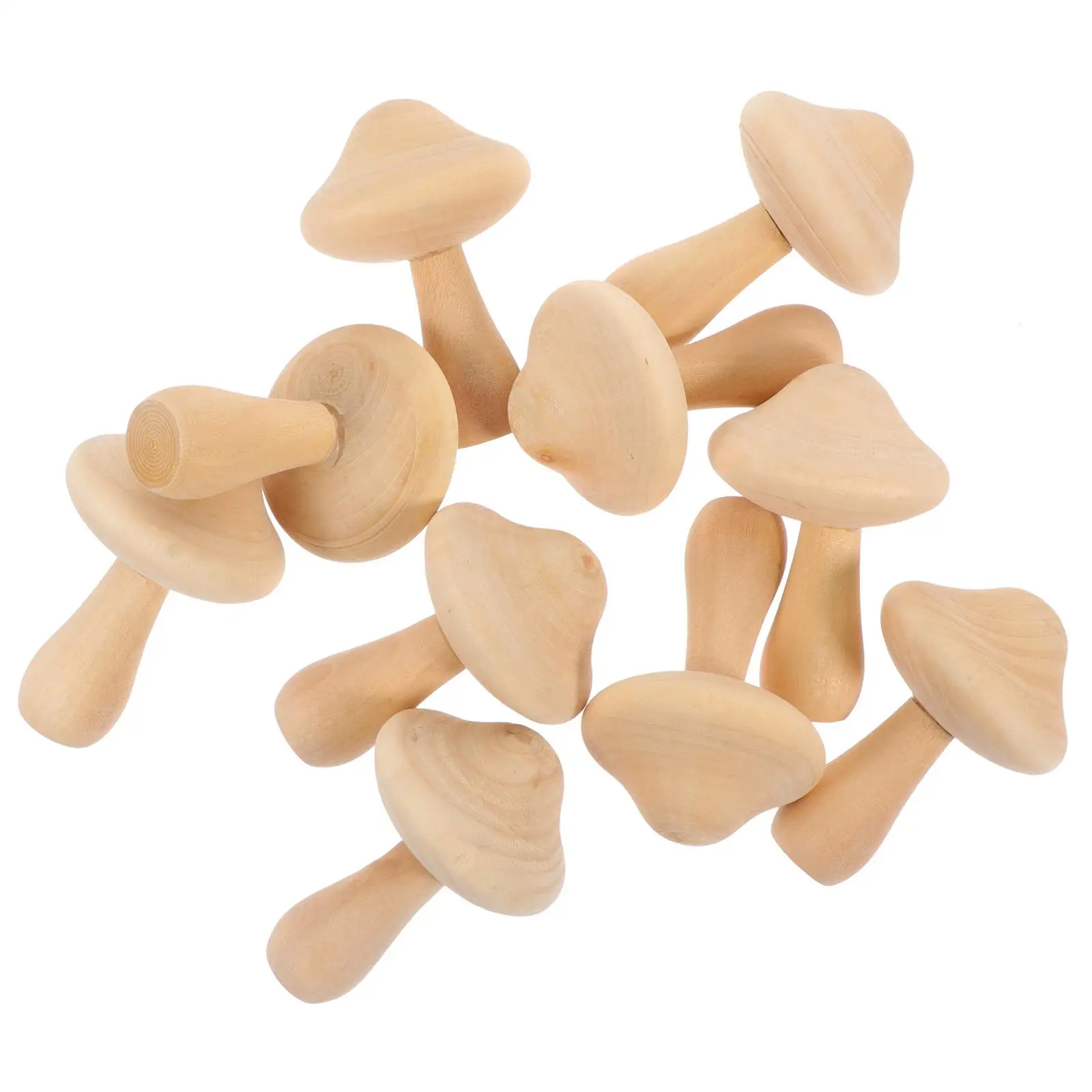 

10 Pcs Wooden Mushroom Children Graffiti Prop DIY Craft Toy Mushrooms Drawing Painting Head Decors Kids