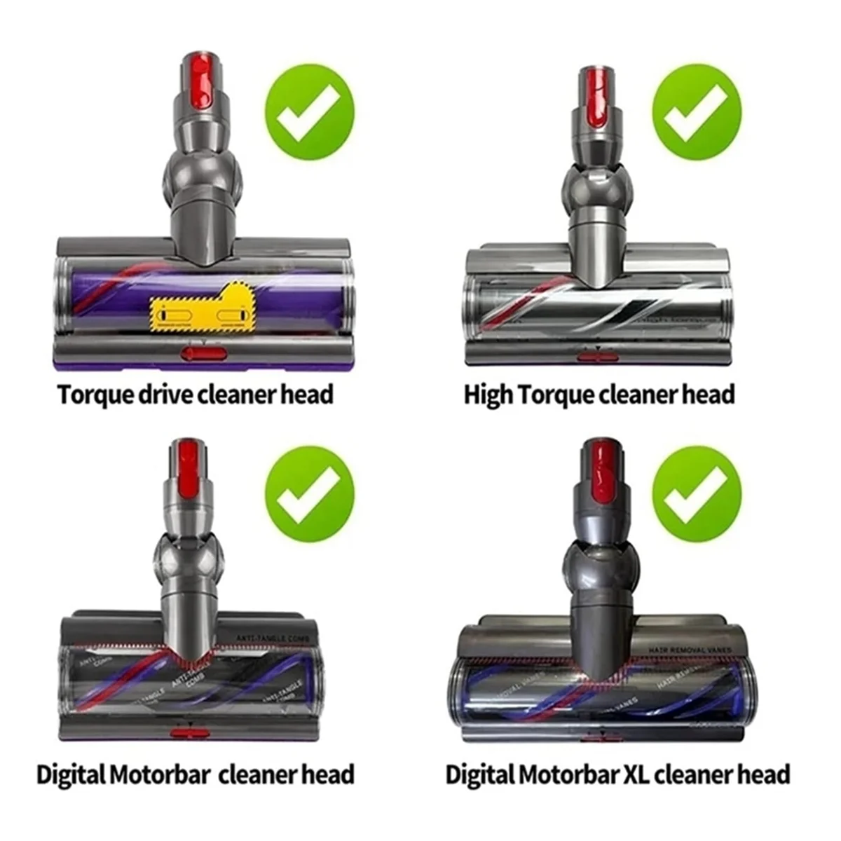 A24UV-Ball Wheel + Vacuum Head Connector Replacement for Dyson V10 V11 V15 100W High Torque Cleaner Head Accessories