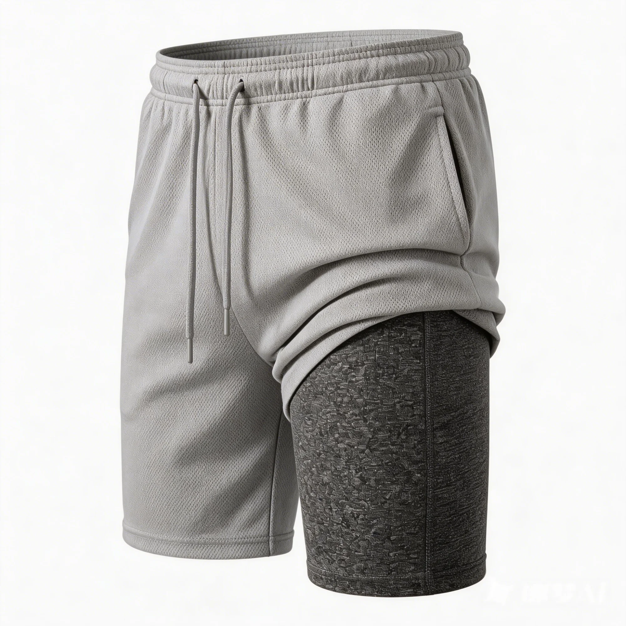 

Мужские спортивные шорты 2-в-1 для бега и тренировок с быстросохнущей тканью, внутренними трусами-боксерами и карманами