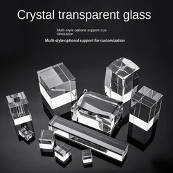 Transparent crystal cube base gasket glass column photography support prop accessories jewelry cosmetics base rectangular