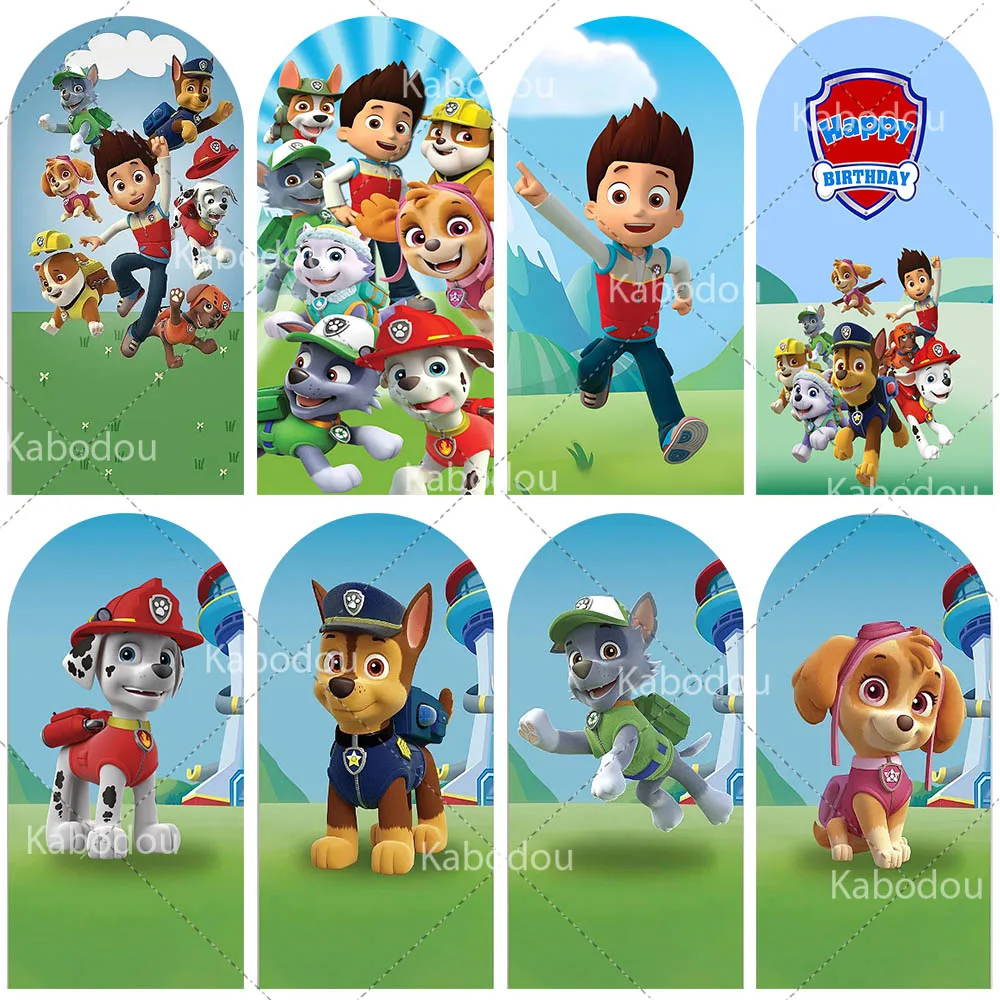 

Paw Patrol Backdrop Arch Doubleside Dogs Kid Birthday Party Decoration Baby Shower Photo Photography Background Studio Prop