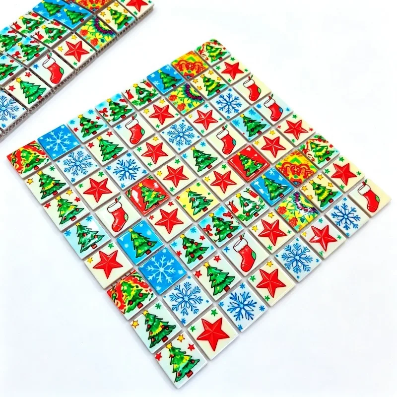 1 Piece DIY Mosaic Ceramic Decorative Tile Unique Floral Design Handmade Artistic Home Decor Suitable for Living Room Kitchen Ba