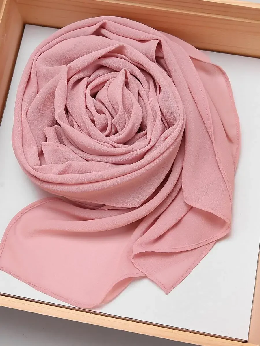 1pc Modest Casual Versatile Solid Color Soft & Breathable Chiffon Hijab Scarf, Spring/Summer