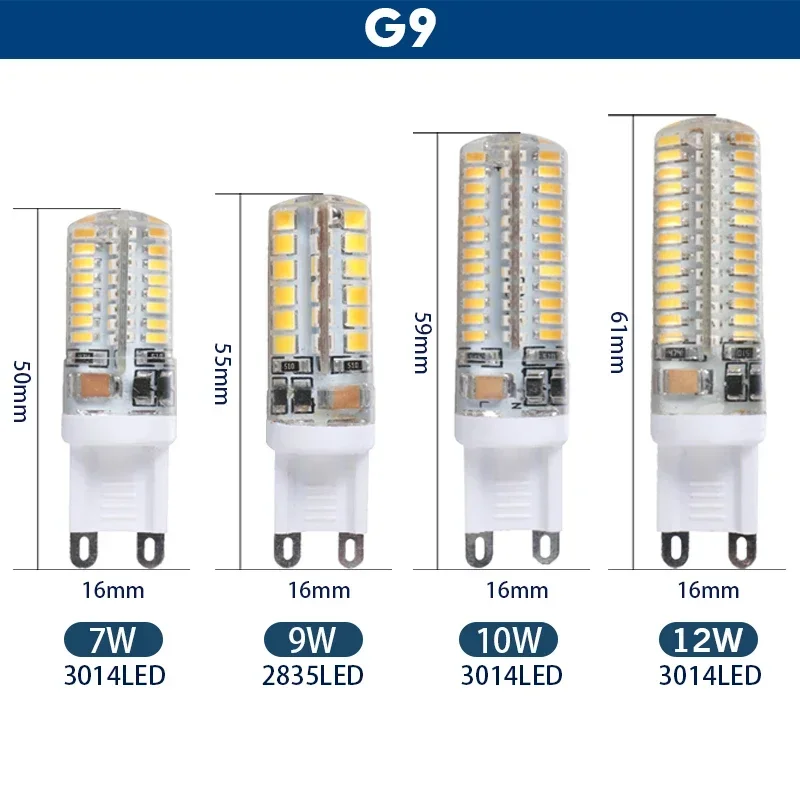 10 pz/lotto G4 G9 Lampada LED 3W 5W 7W 9W 10W 12W lampadina mais AC 220V SMD 2835 3014 Lampada Led luce 360 gradi sostituire lampade alogene