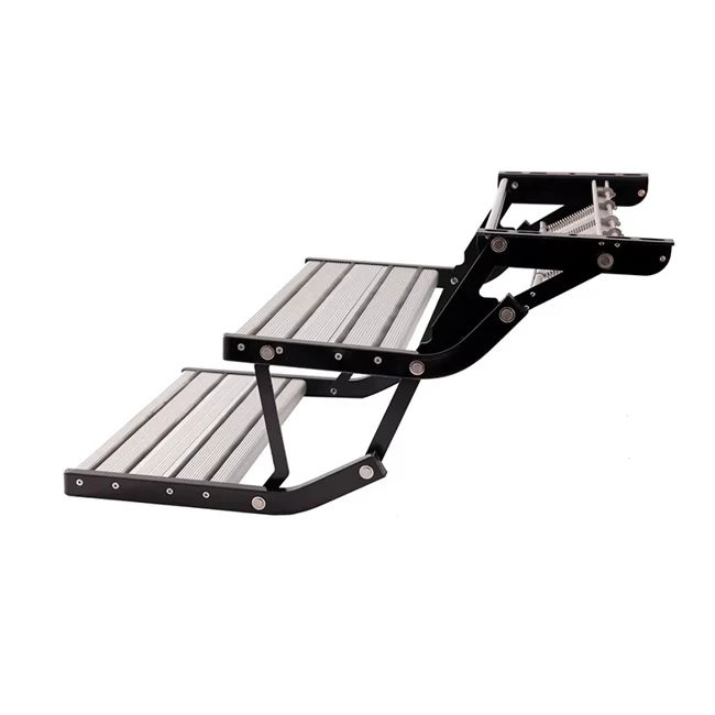 High Quality Four-Step RV Caravan Folding Steps Aluminum Alloy Camper Accessories For Camping Use Air Type Locks - view 3