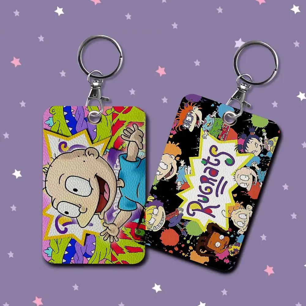 Classic Children Animation R-Rugrats Style PU Access Card Holder With Keychain - Executive Protection For Bank Card Subway Bus