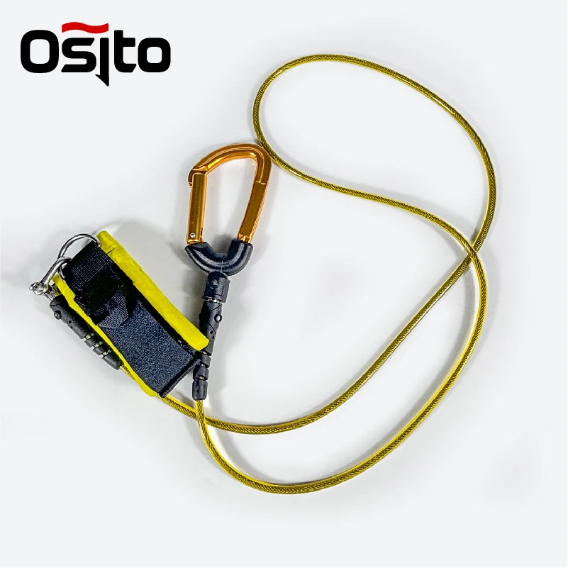 Freediving Lanyard Safety Rope Stainless Steel Swivel Carabiner Depth Training Line